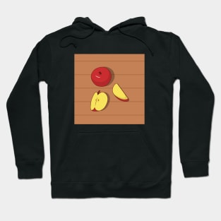 Whole and Sliced Apple on Wooden Table Hoodie